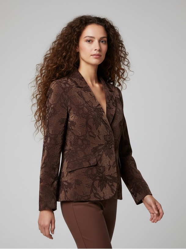 Lana Lee Vintage 90s Tapestry Brocade Floral Blazer Jacket Brown 14